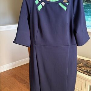 Gretchen Scott Designs Navy Dress with Mint Accents